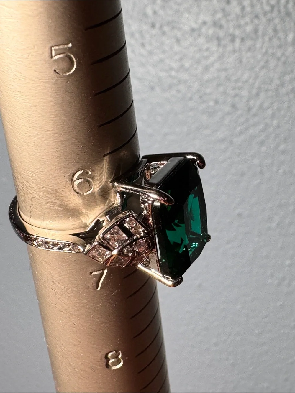 Emerald Green Statement Ring - Size 6.5